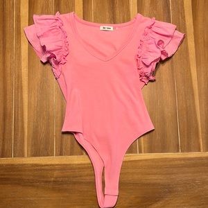 Pink ruffle sleeve bodysuit